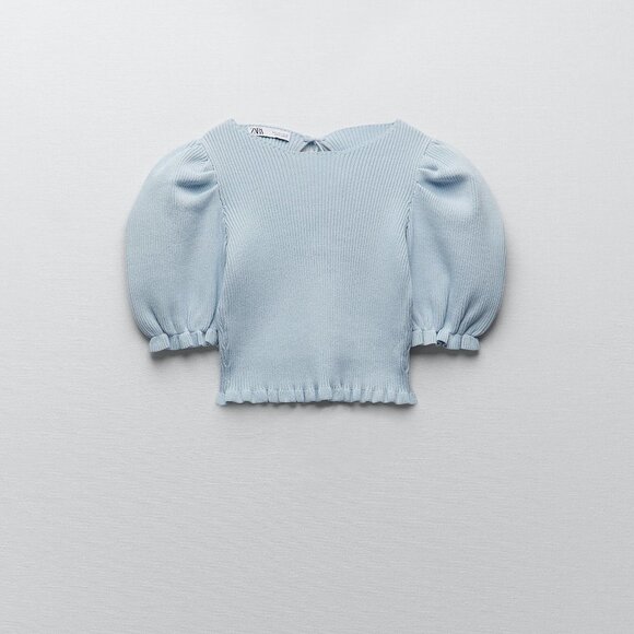 ZARA PUFFER SLEEVE BLOUSE SIZE MEDIUM - Picture 1 of 6